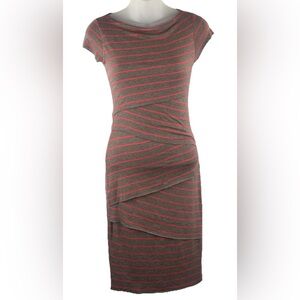 Anthropologie Bailey 44 Bodycon Dress Red Gray Striped - Size XS